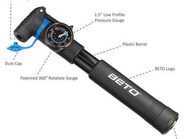משאבה לאופניים BETO - 030PG עם שעון - מתאים גם לאופני כביש